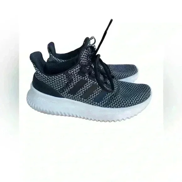 Adidas kids Cloudfoam Pure Running Sneakers Black White AQ1689 Kids Sz 1.5 used - Picture 1 of 9